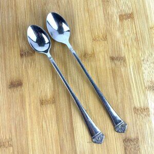 Ekco Eterna Classic Crest Stainless Steel Iced Tea Spoons Set Of 2